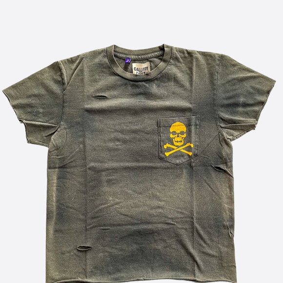 Gallery Dept Faded Black Distressed Bones T-Shirt